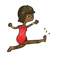 cartoon happy woman kicking N7