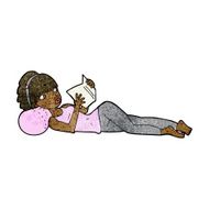 cartoon pretty woman reading book N5