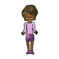 cartoon happy woman shrugging shoulders N11
