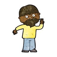 Cartoon Man Giving Peace Sign N40
