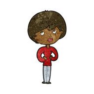 cartoon woman making Who Me? gesture N32