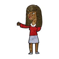 cartoon woman gesturing to show something N14