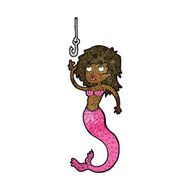 cartoon mermaid and fish hook N8