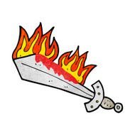 cartoon flaming sword N17