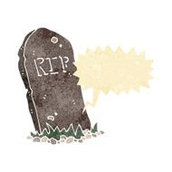 cartoon spooky grave with speech bubble N20