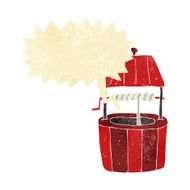 cartoon wishing well with speech bubble N12