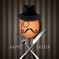 Vector Single Hipster Egg on with Knife and Fork