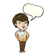 cartoon cool relaxed woman with speech bubble N12