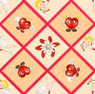 Pattern with cupid and flowers