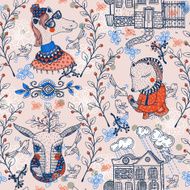 vector seamless pattern with cartoon animals