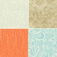 Set of four seamless wave hand-drawn pattern