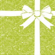 Children illustration postcard with seamless pattern N2