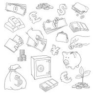 Set of doodle money symbol vector illustration N2