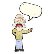 cartoon angry old man with speech bubble N174