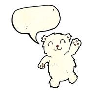 cartoon waving polar bear with speech bubble N47