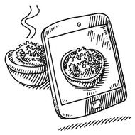 Tablet PC Lunch Bowl Food Selfie Drawing