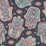 Vector Indian hand drawn hamsa seamless pattern N9