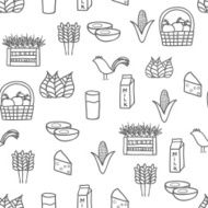 Seamless hand drawn background on farm products theme