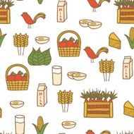 Seamless hand drawn background on farm products theme N2