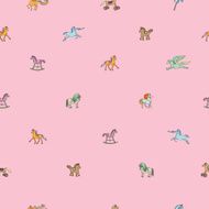 Pink sparse pattern with toy horses