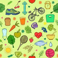 Healthy lifestyle seamless pattern