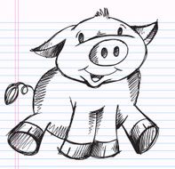 Cute Doodle Sketch Pig