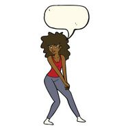 cartoon woman posing with speech bubble N35