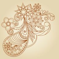 Hand-Drawn Abstract Henna Mehndi Design Elements