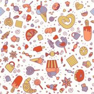 Vector seamless pattern with desserts N2