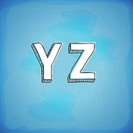 Doodle Style Vector Hand Drawn Alphabet Y-Z