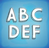 Doodle Style Vector Hand Drawn Alphabet A-F