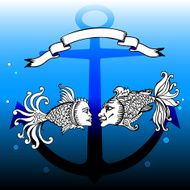 fishes with man and woman faces