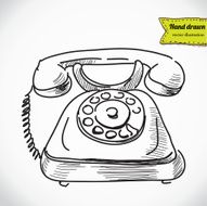 Vintage phone sketch cartoon vector illustration