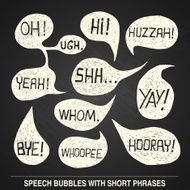 Hand drawn speech bubble set with short phrases