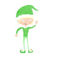 cartoon waving christmas elf N8