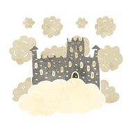 retro cartoon castle on cloud