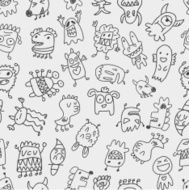 seamless monster pattern N19