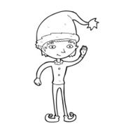 cartoon waving christmas elf N9