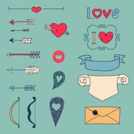 Arrows hearts and other design elements