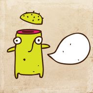 Monster With Speech Bubble on Grunge Background