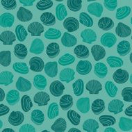 Blue seamless decorative texture with seashells N2