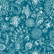 Floral seamless pattern with doodle flowers