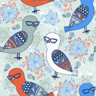 vector seamless pattern with cartoon owls