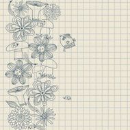 floral pattern with mushrooms