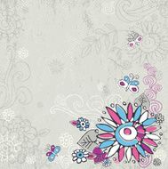 hand draw flowers on grey background