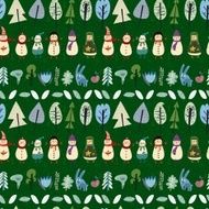 Cute seamless christmas pattern with holiday elements snowmans