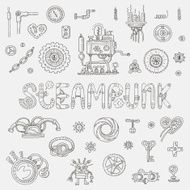 Steampunk doodle elements