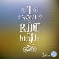 Typographic hand drawn composition with the bicycle