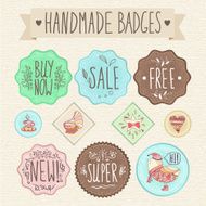 Set of retro badges Vintage labels Hand-drawn lettering N2