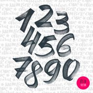 Alphabet numbers digital style hand-drawn doodle sketch N4